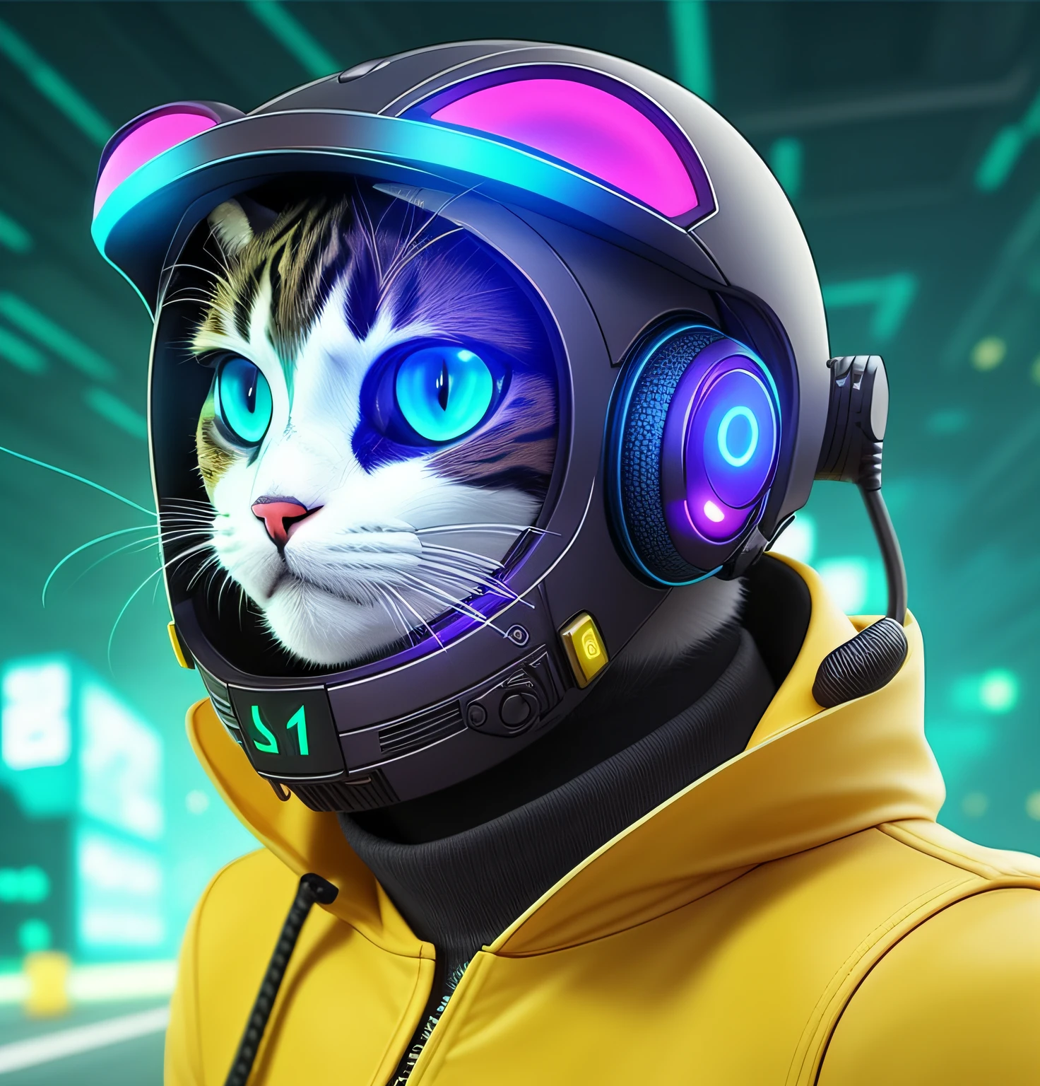 gato estilo cyber punk