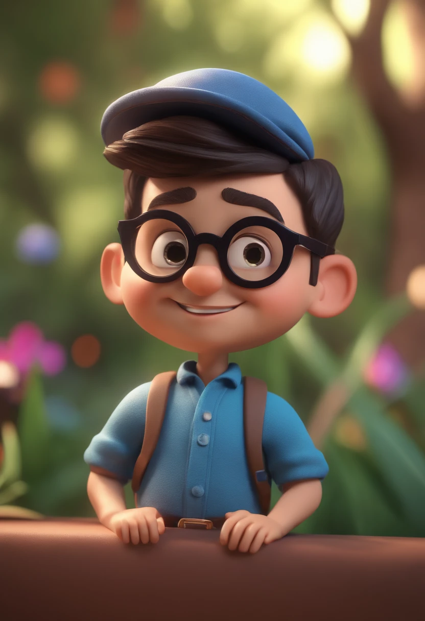 Cartoon character of a man with black glasses and a blue shirt, animation character, Caractere estilizado, animation style rendering, 3D estilizado, Arnold Maya render, 3 d render stylized, toon render keyshot, Personagem 3D, Personagem 3D, 3d rendering stylized, 3 d character render, personagem de desenho animado, Personagem de close up, Pose de personagem,  (Estilo Pixar) (master part:1.2) (Bokeh) (best quality) (pele detalhada) (textura detalhada) (8k) (argila) (Cinematic lighting) (foco nítido