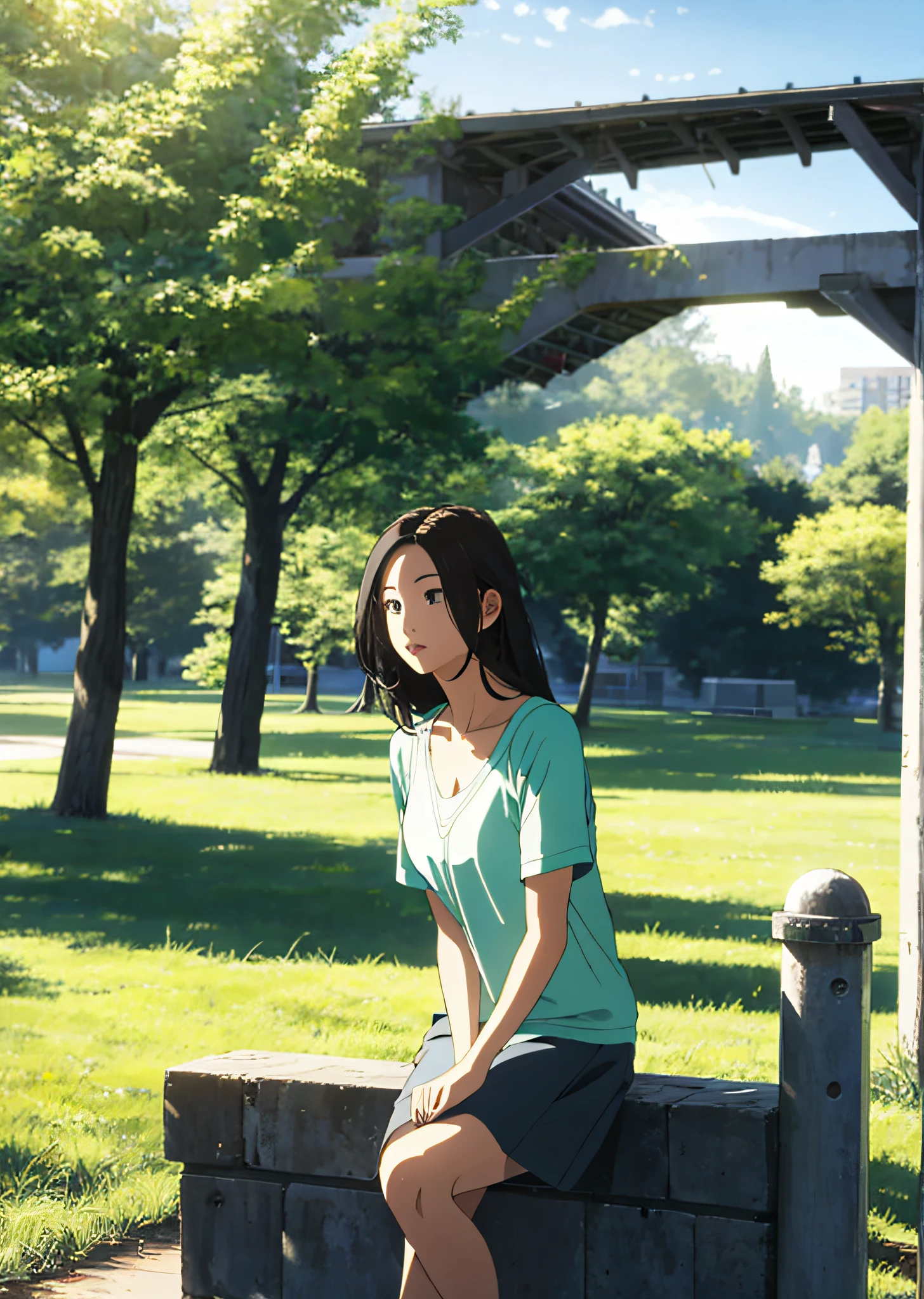 Beautiful girl in the open air park.