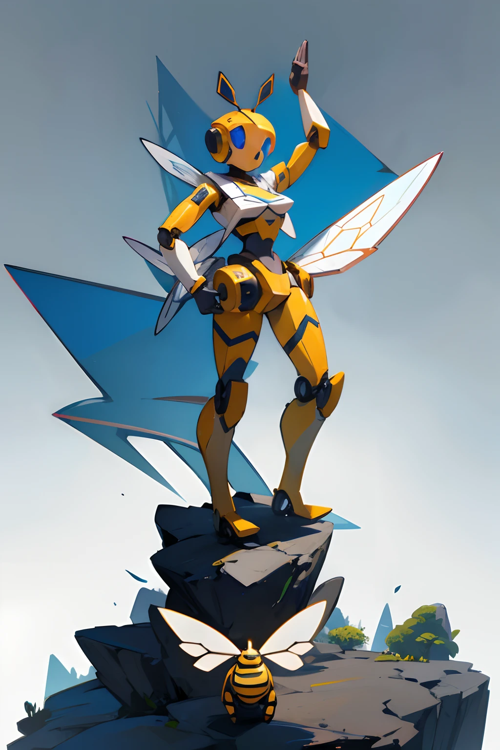 Logo of the bee-shaped robot standing on top of a rock Logo Logo Logo