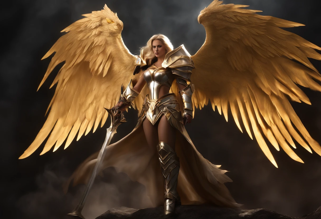 (((Kayle de League of Legends, Ultra realista))), (((corpo inteiro))), (((perfect hands))), Usando a Arma Samurai, fundo antigo, (((Armas Perfeitas))), elegante, gray and black smoke, atordoante, hyper realistic, octan render, surrounded by the effect of smoke and lightning, Estilo League of Legends, fundo antigo, elegante, deslumbrante, (papel de parede), arte conceitual, detalhes intrincados, altamente detalhado, ((cinemactic)), Dramatic, (mais alta qualidade, Concedido, obra-prima:1.5), (fotorrealista:1.5), fotografia, Realistic photo, Nikon, Luz Natural, 4k, highes definition, XF IQ4, 150MP, 50 millimeters, ISO 1000 Certification, 1/Anos 250, Luz Natural, Adobe Lightroom, photolab, Photographic Affinity, PhotoDirector 365,