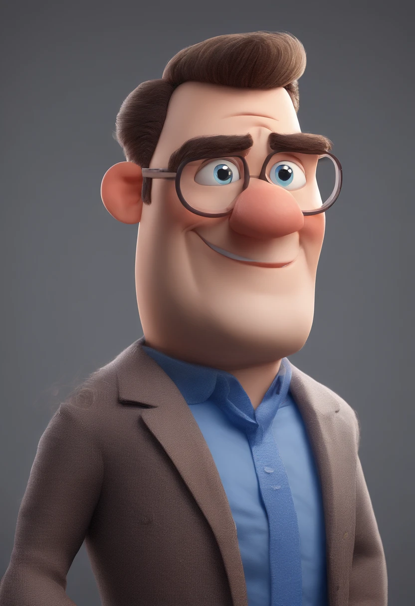 Cartoon character of a man without glasses and a blue shirt, animation character, Caractere estilizado, animation style rendering, 3D estilizado, Arnold Maya render, 3 d render stylized, toon render keyshot, Personagem 3D, Personagem 3D, 3d rendering stylized, 3 d character render, personagem de desenho animado, Personagem de close up, Pose de personagem,  (Estilo Pixar) (master part:1.2) (Bokeh) (best quality) (pele detalhada) (textura detalhada) (8k) (argila) (Cinematic lighting) (foco nítido