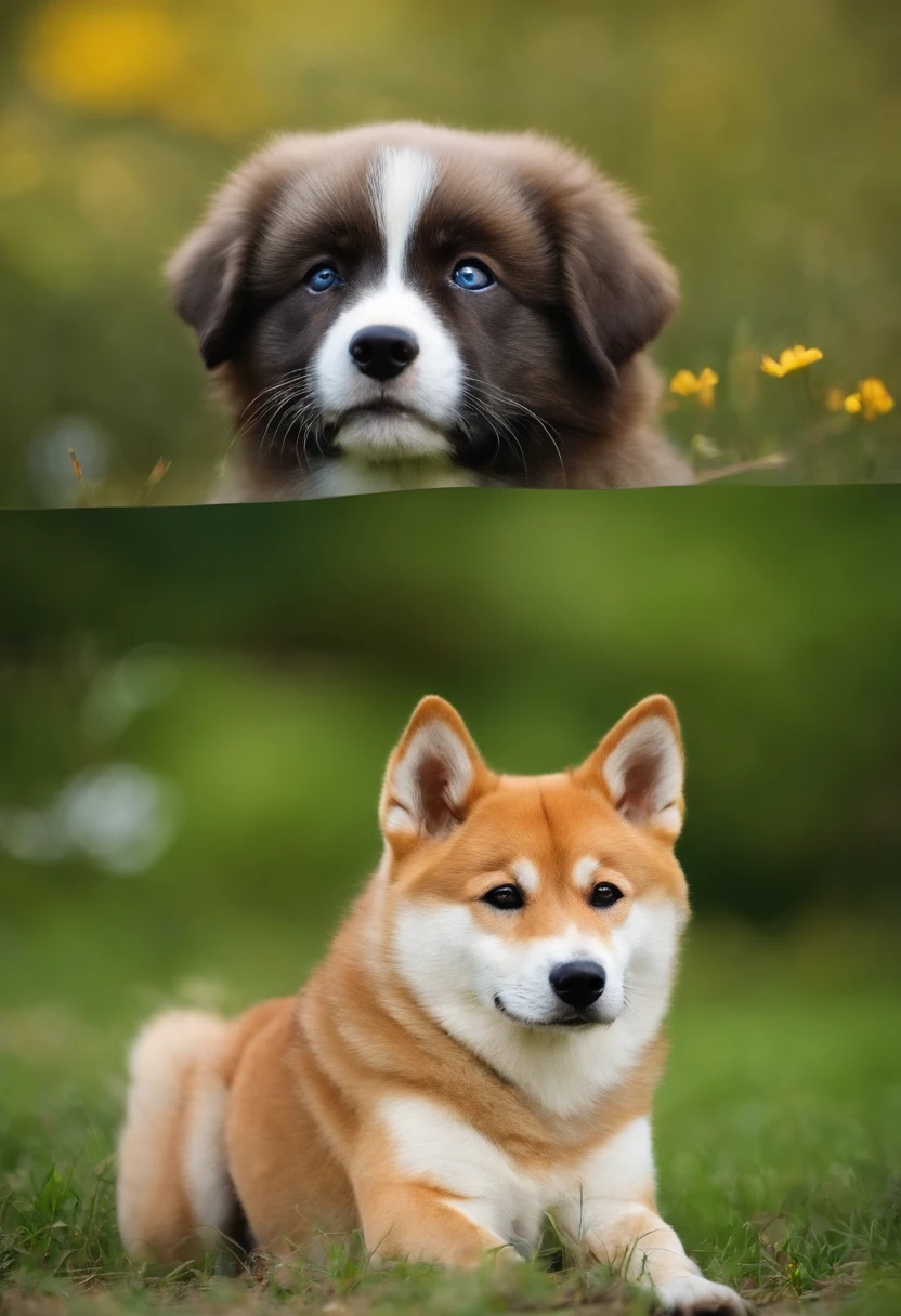 Agricultor Vang Vieng, Laos、tmasterpiece、Um merecido desempenho excepcional、qualidade excepcional、Foto de Shiba Inu preto、Olhos grandes encantadores、olhos redondos e grandes、The eyes have excellent beauty、Desenho realista com olhos grandes、sem fundo, olhos brilhantes、Dog Illustration Production、fundo bonito、Jardim banhado pelo sol quente、Flores diferentes々Cores、Image of meadow covered with vegetation、Exhibits the appearance of a slight air blowing.、Cute dog laughing、Gestos elegantes em harmonia com a paisagem.、Under a bright blue sky、Um com a natureza.、A Powerful Expression.、Aproveite o toque realista、Makes you feel a deep connection with your dog.、Crie uma atmosfera relaxante、Pelo que pode ser pintado completamente.、realistic expressions、A beautiful expression of natural harmony.、Bring special moments to life、Tecendo belas paisagens naturais、Desempenho de luz suave
