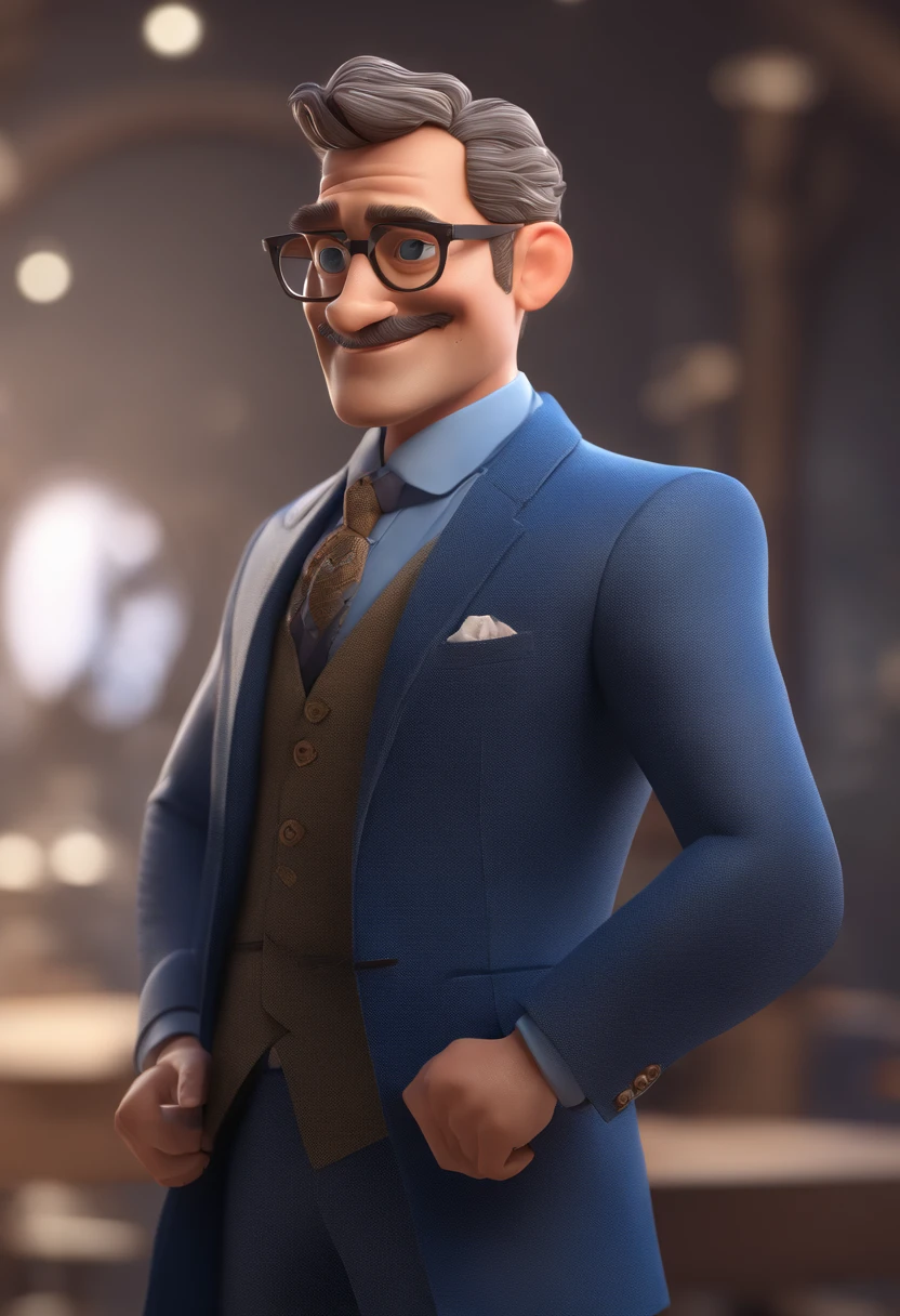 personagem dos desenhos animados de um homem com camisa azul, animation character, Caractere estilizado, animation style rendering, 3D estilizado, 3 d render stylized, toon render keyshot, Personagem 3D, Personagem 3D, 3d rendering stylized, 3 d character render, personagem de desenho animado, Personagem de close up, Pose de personagem,  (Estilo Pixar) (master part:1.2) (Bokeh) (best quality) (pele detalhada) (textura detalhada) (8k) (argila) (Cinematic lighting) (foco nítido