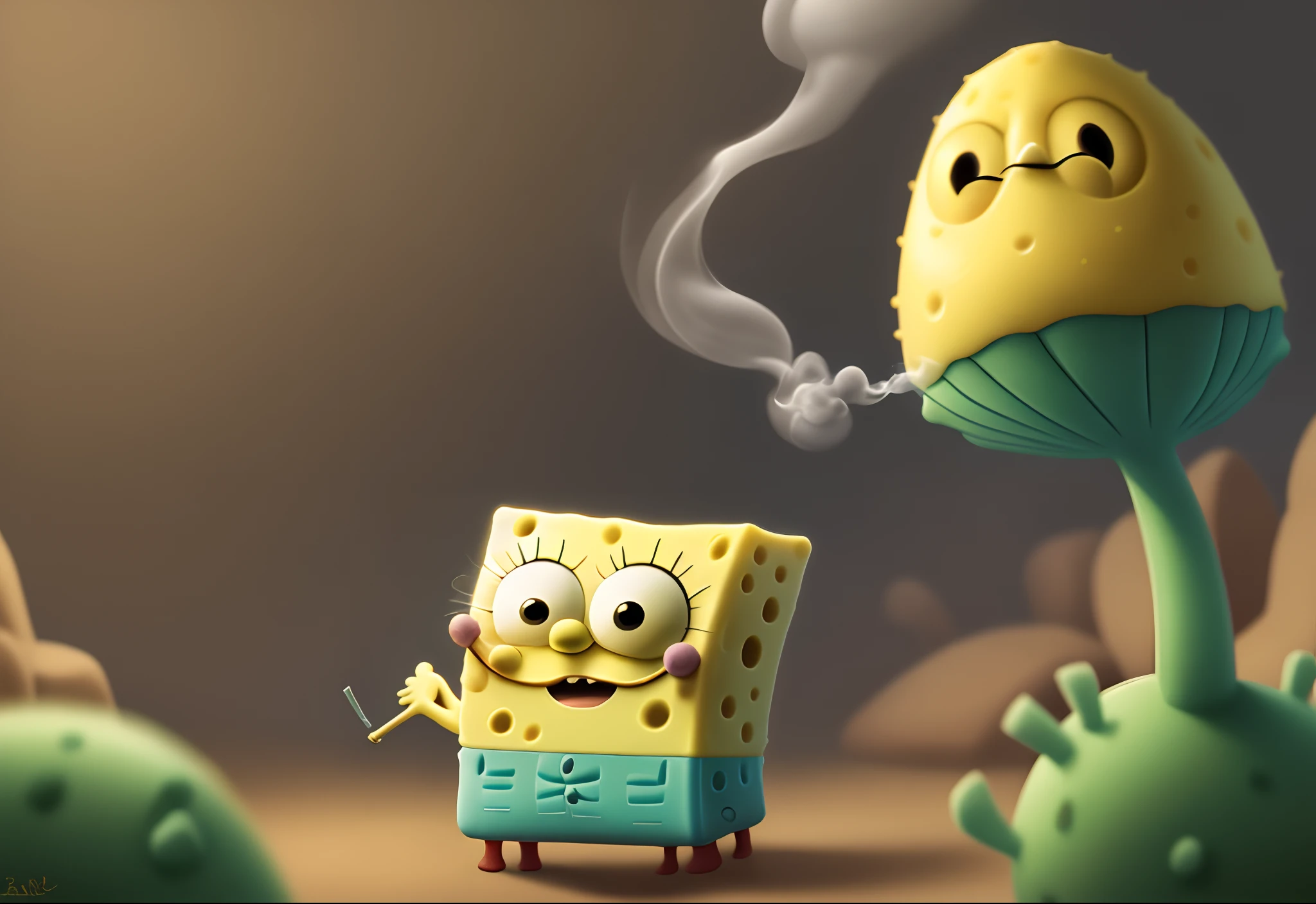 a dark-mood SpongeBob who smokes weed