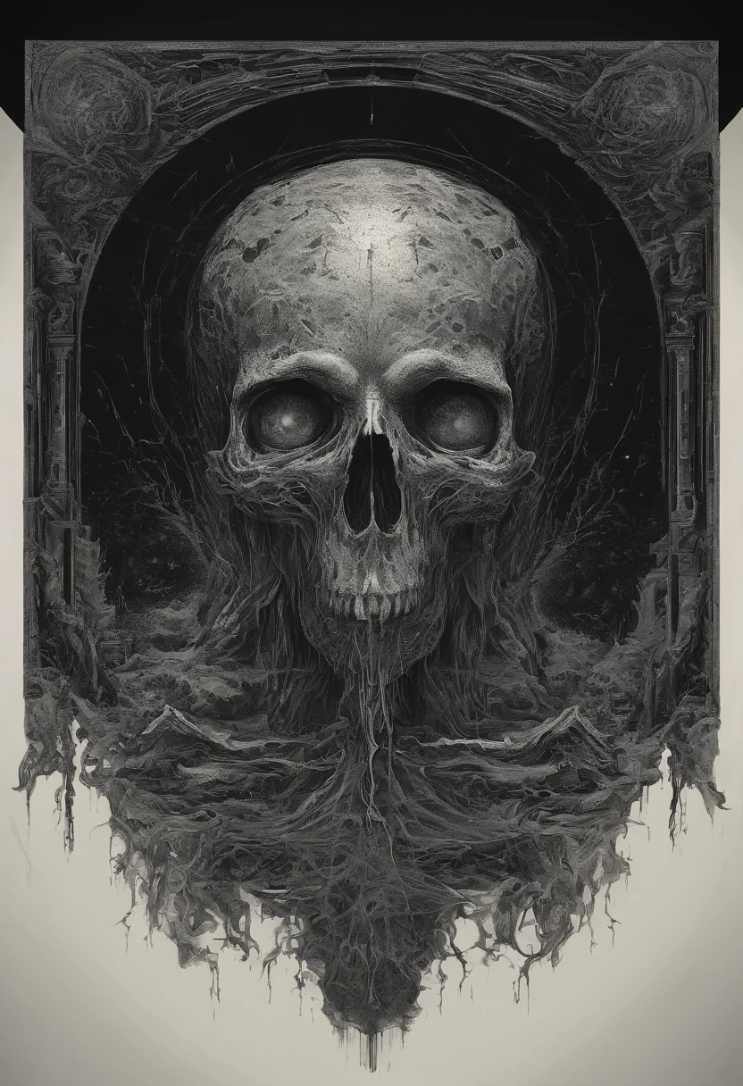 POSTER ART, Explore the Lovecraftian horror genre with an illustration of Body that conveys the otherworldly and cosmic dread often associated with the works of H.P. Lovecraft. text, logos, modern art, pop art, black background