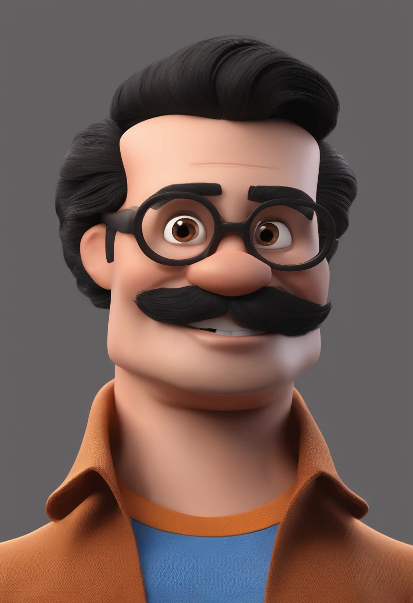 Cartoon character of a man with black glasses and a blue shirt, animation character, Caractere estilizado, animation style rendering, 3D estilizado, Arnold Maya render, 3 d render stylized, toon render keyshot, Personagem 3D, Personagem 3D, 3d rendering stylized, 3 d character render, personagem de desenho animado, Personagem de close up, Pose de personagem, (Estilo Pixar) (master part:1.2) (Bokeh) (best quality) (pele detalhada) (textura detalhada) (8k) (argila) (Cinematic lighting) (foco nítido