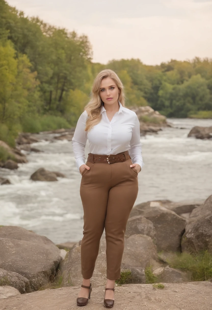 Style Ott, Shingeki no Kyojin,, , Krista Lentz,, 1fille, ceinture, Ceinture, cheveux blonds, yeux bleus, chaussures brunes, Pantalon marron, boucle, ceinture thoracique, collared shirt, diamant (forme), cheveux flottants, On the side, corps entieresbienne, Very big belly full chubby and round, Fond gris, cheveux entre les yeux, mains sur ses propres cuisses, cheveux longs, manches longues, Looking to the future, Propres mains ensemble, pantalon, lip spread, chemise, chaussures, assis, seulement, scintiller, star (symbole), bande de cuisse, chemise blanche, , , ((Masterpiece)), Best quality, ,