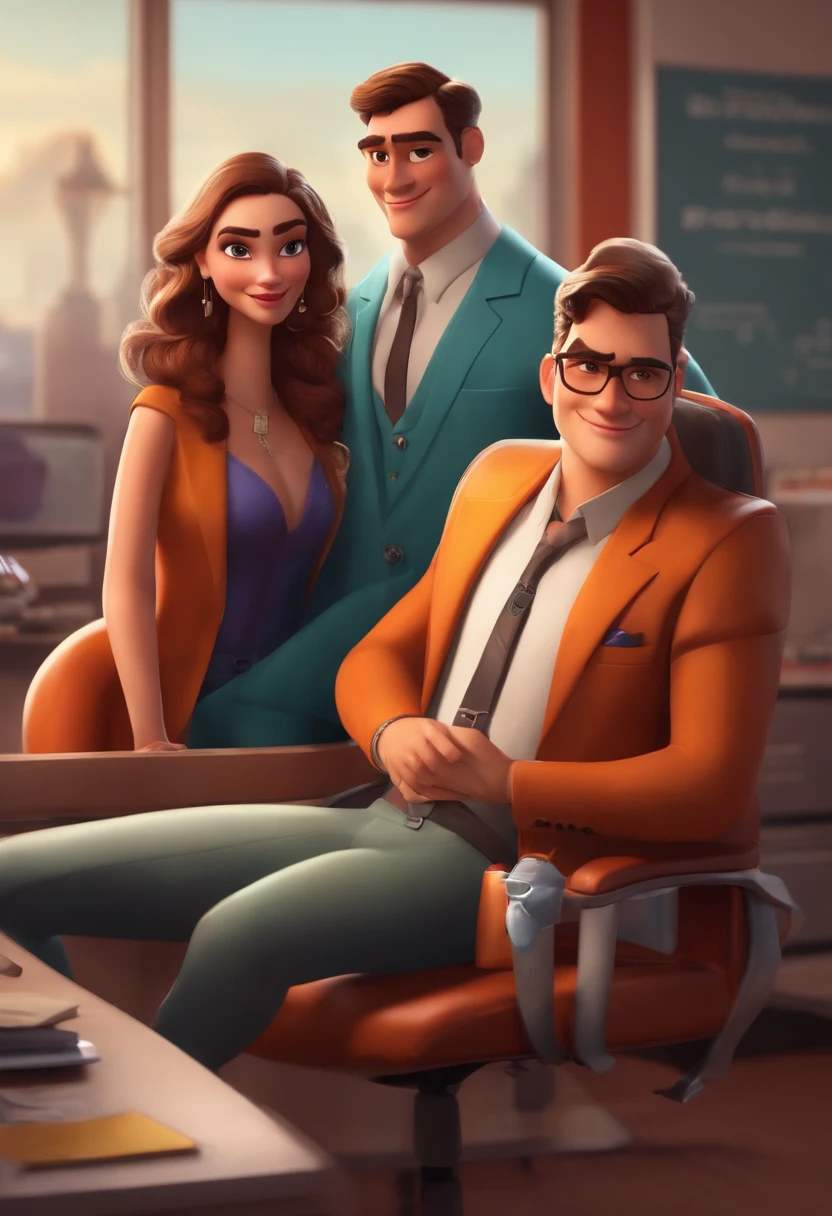 Criar um personagem no estilo pixar com roupa social. personagem loira platinada, at office, bem sucedida.