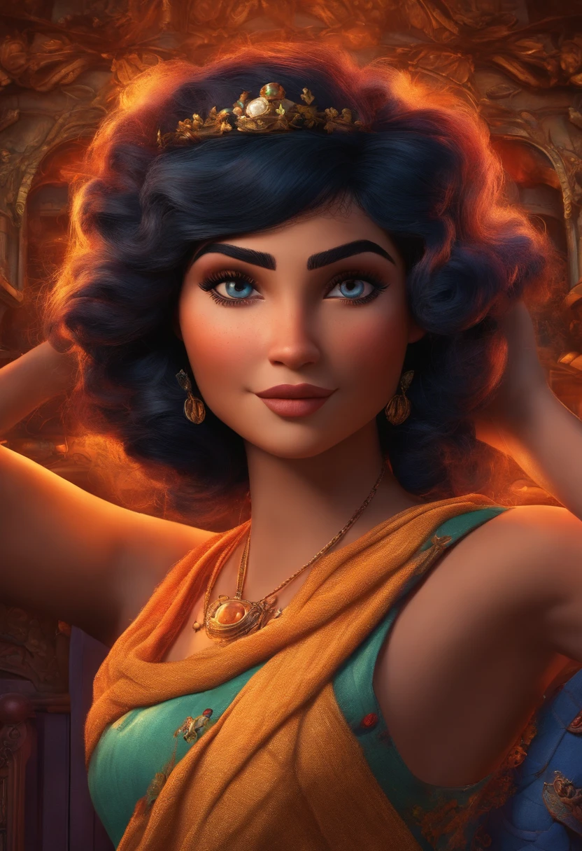Criar um personagem no estilo pixar dentro de um jaleco. personagem morena