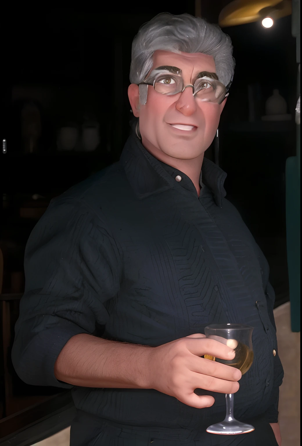 bonito pequeno historiador masculino 38 anos de idade, huge head, cebelos curto, wearing thin-framed glasses of round gold, olhos altamente detalhados , whole body view, figuras de brinqued