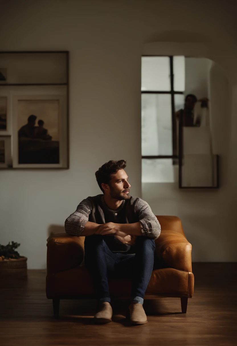 Man sitting on a sofa in front of a wall with pictures, Raphael Personnaz, Federico Pelat, caio santos, Ronen Bekerman, daniel mirante, thiago lehmann, david rios ferreira, Directed by: Daniel Lieske, lorenzo vitturi, Nick Silva, foto de perfil headshot, quando vermehr, lucas graziano, Adrien Girod