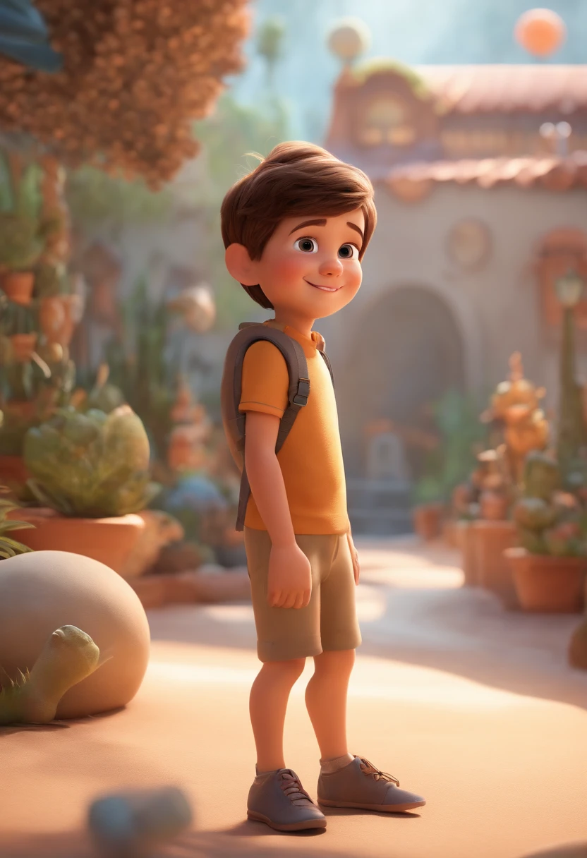 a happy cute standing short hair, vestindo uma fantasia espacial, , fundo branco, barnet, Tom, Estilo Pixar, ....3d, desenhos animados, rosto detalhado, asymmetrical 16k
