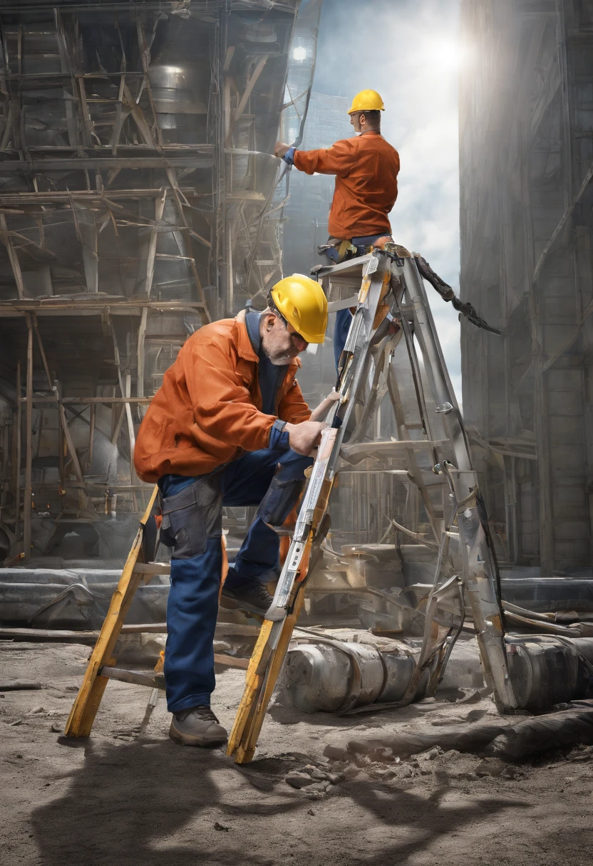 Male technical team, construction, carrying out repairs to the building's electrical network best quality,4k,8k,highres,masterpiece:1.2),ultra-detailed,(realistic,photorealistic,photo-realistic:1.37)