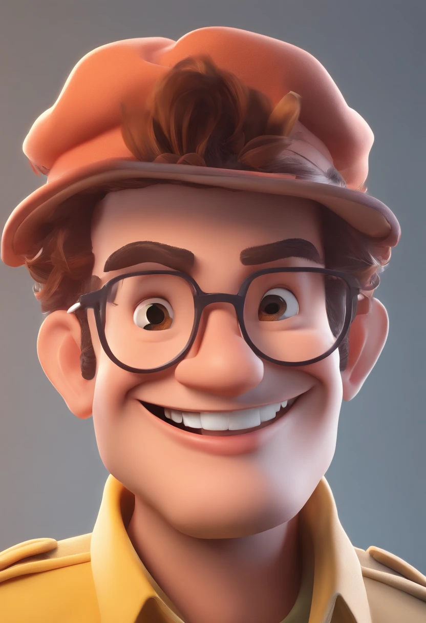 Smiling Man Illustration, sorriso insano, Homem de pele marrom com um sorriso gigante, happily smiling at the camera, sorriso atrevido, he's smiling, sorriso muito grande, Macho sorridente, foto de perfil headshot, rindo sorriso enorme, desenhando no estilo de Arte 3D, c4d, fundo de cor branco puro, estilo disney, estilo pixar render ilustracao Super Detalhe, 8k