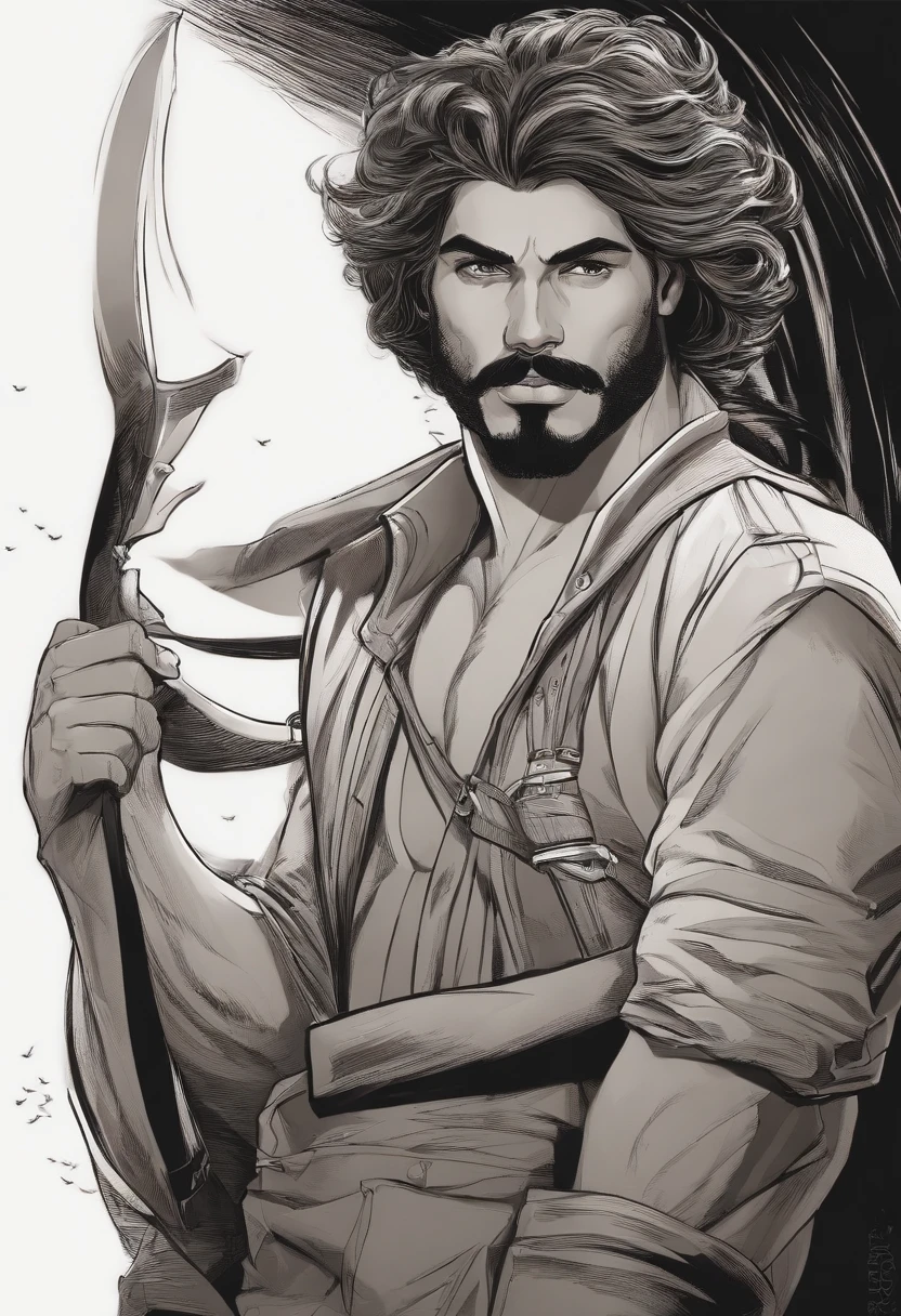 Man with big penis, manga art