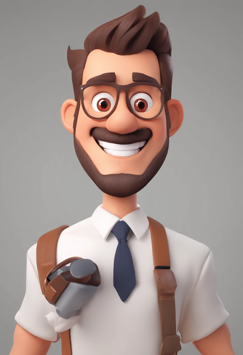 Smiling Man Illustration, sorriso insano, Homem de pele marrom com um sorriso gigante, happily smiling at the camera, sorriso atrevido, he's smiling, sorriso muito grande, Macho sorridente, foto de perfil headshot, rindo sorriso enorme, desenhando no estilo de Arte 3D, c4d, fundo de cor branco puro, estilo disney, estilo pixar render ilustracao Super Detalhe, 8k