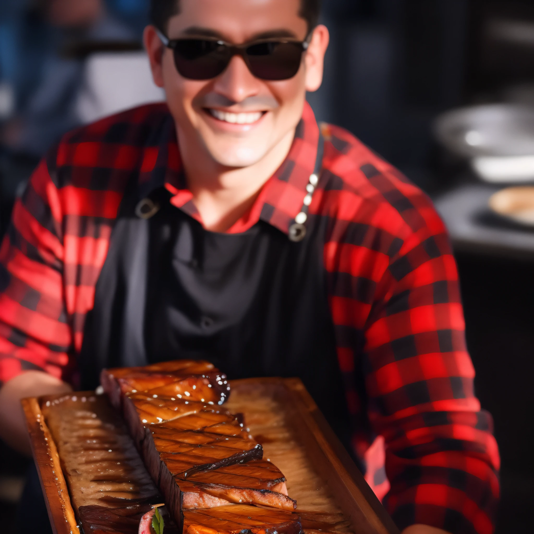 homem churrasqueiro fazendo churrasco defumado