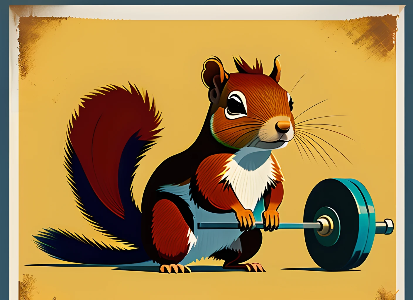 Create Pixar Style Poster of a Muscular Squirrel Doing Bodybuilding Poses