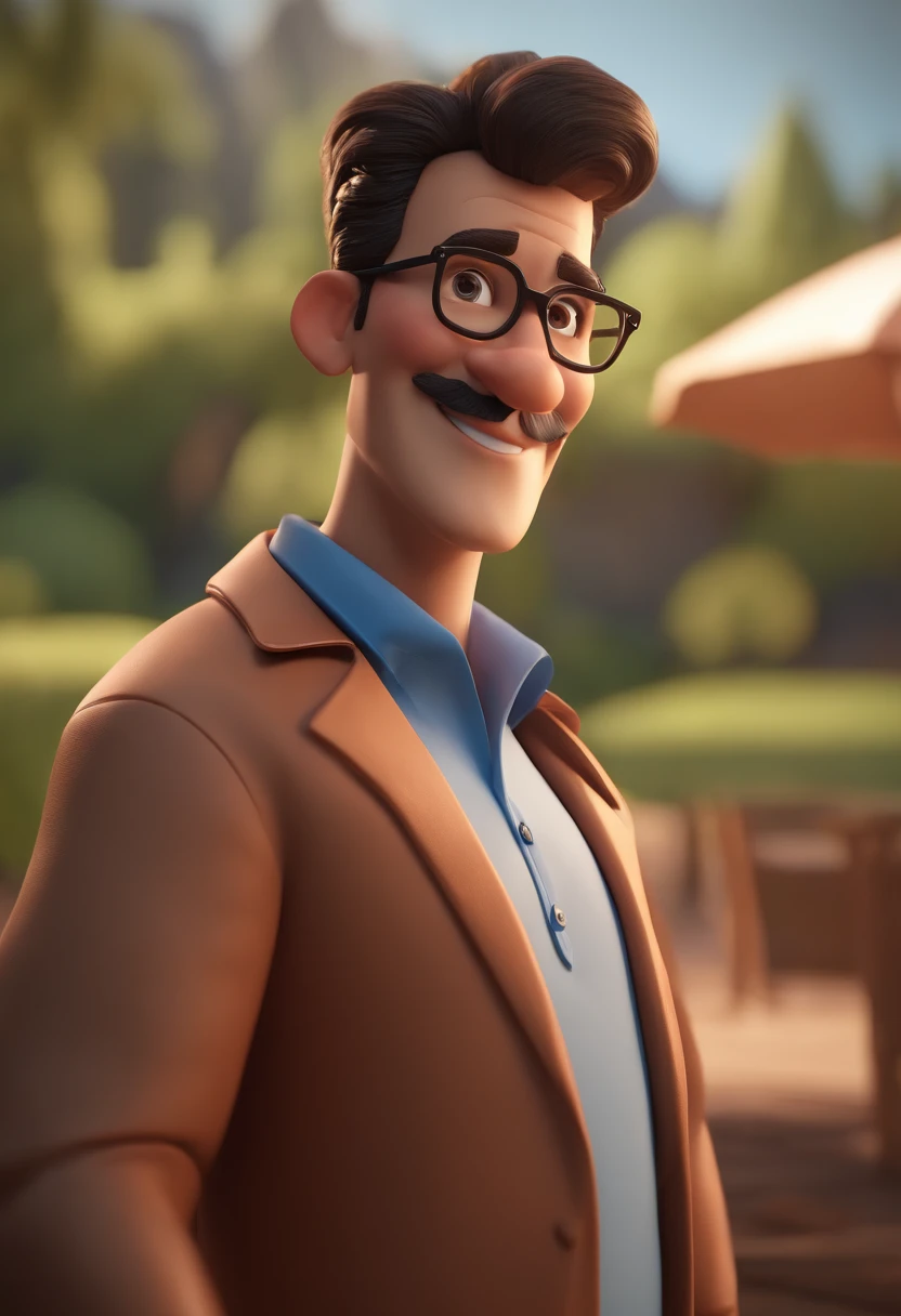Cartoon character of a man with black glasses and a blue shirt, animation character, Caractere estilizado, animation style rendering, 3D estilizado, Arnold Maya render, 3 d render stylized, toon render keyshot, Personagem 3D, Personagem 3D, 3d rendering stylized, 3 d character render, personagem de desenho animado, Personagem de close up, Pose de personagem, (Estilo Pixar) (master part:1.2) (Bokeh) (best quality) (pele detalhada) (textura detalhada) (8k) (argila) (Cinematic lighting) (foco nítido