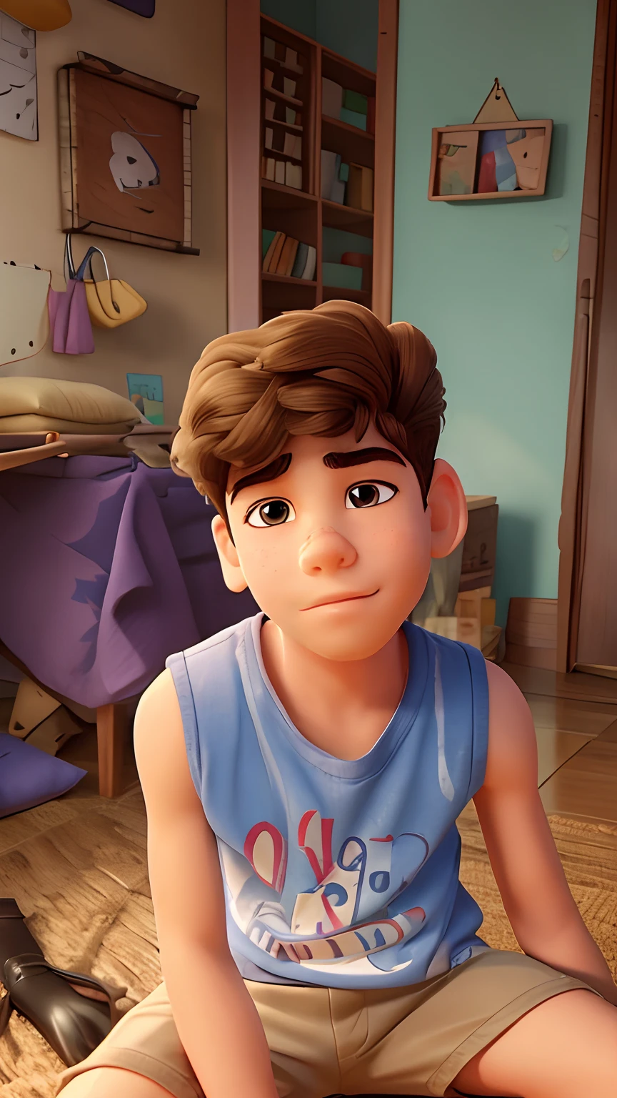 quero um desenho de um menino de 7 anos de cabelos castanhos