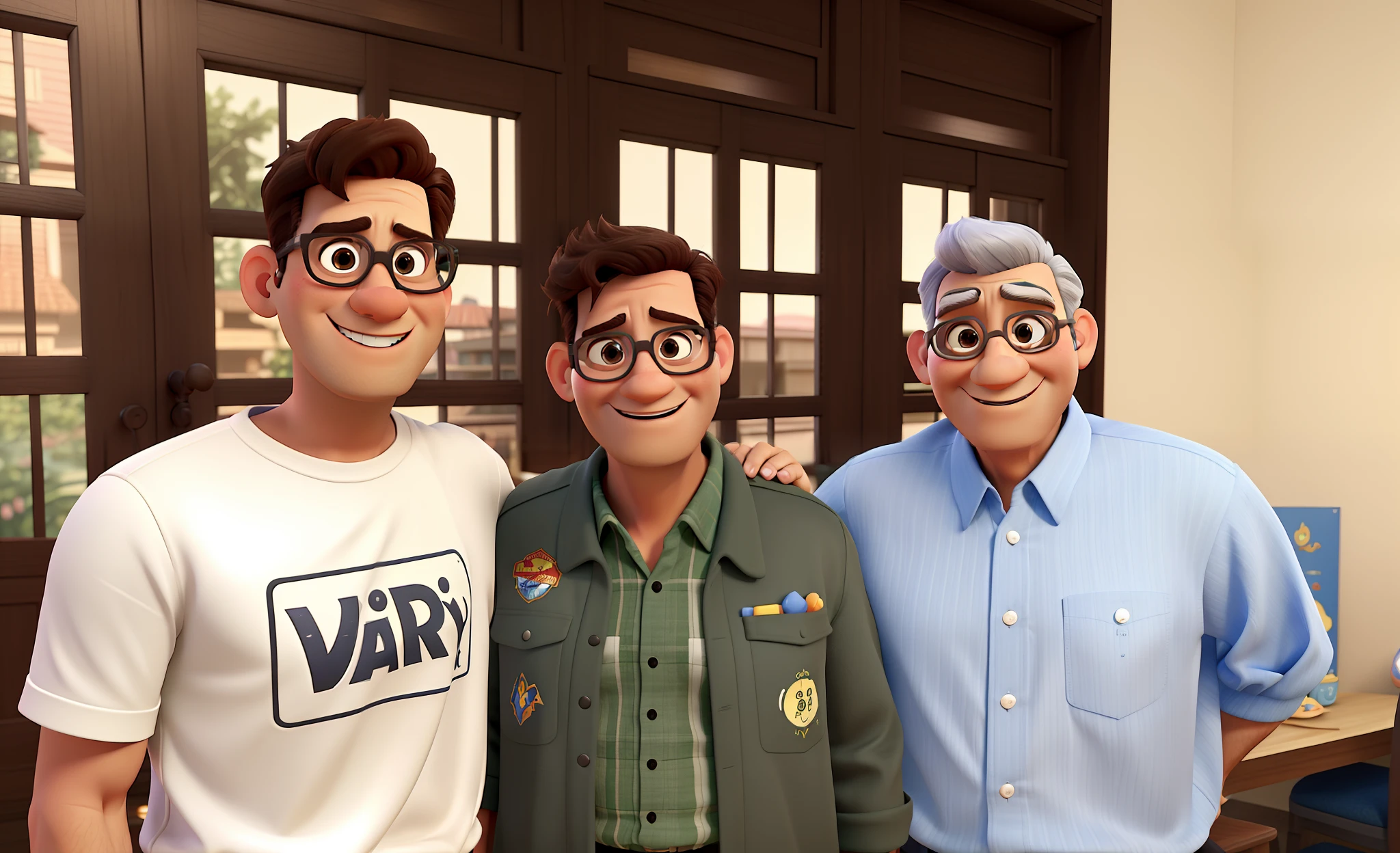 Crie imagem 3D em estilo pixar disney de homens velhos com 65 anos em alta qualidade