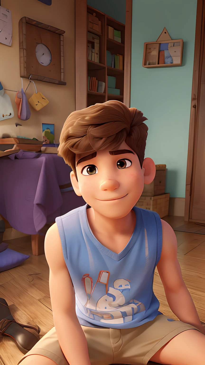 quero um desenho de um menino de 7 anos de cabelos castanhos