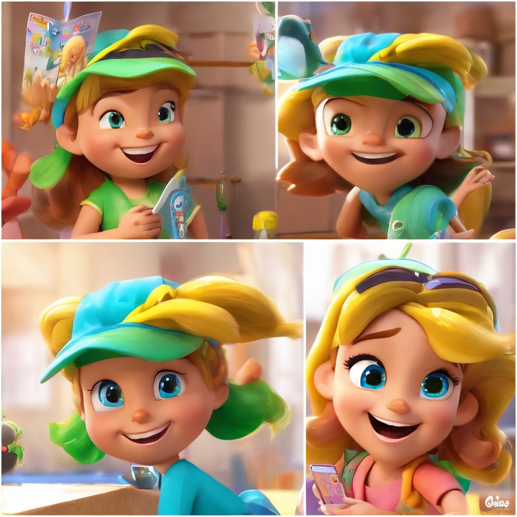 Crie um cartaz inspirado na Disney Pixar com o personagem sendo uma mulher de cabelos pretos longos usando roupa neutra, Smiling and soft expression. esta no atelie com uma mesa com notbook e impressora, canetas e cadernos sobe a mesa. ao fundo um pegboard com notas adesivas, uma janela com luz natural entrando, A sense of creativity and inspiration permeating the space, Vibrant, playful colors that blend harmoniously, A showcase of artistry and passion.