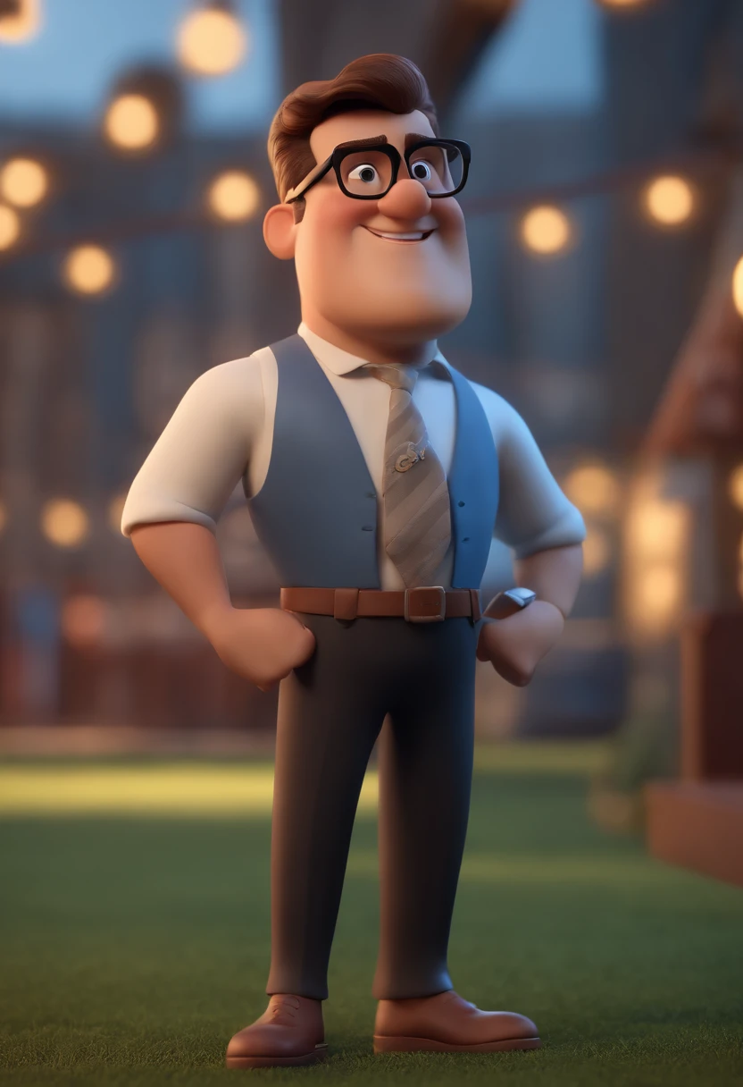 Cartoon character of a man with black glasses and a blue shirt, animation character, Caractere estilizado, animation style rendering, 3D estilizado, Arnold Maya render, 3 d render stylized, toon render keyshot, Personagem 3D, Personagem 3D, 3d rendering stylized, 3 d character render, personagem de desenho animado, Personagem de close up, Pose de personagem, (Estilo Pixar) (master part:1.2) (Bokeh) (best quality) (pele detalhada) (textura detalhada) (8k) (argila) (Cinematic lighting) (foco nítido