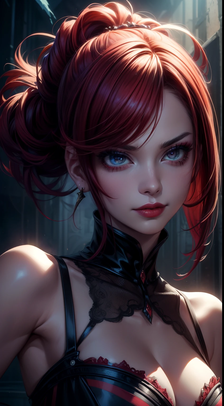 best quality,highres,(detailed painting,realistic details),(vibrant colors,exaggerated makeup),portrait,cosplay,circus,emotionally expressive,creepy smile,bright red lips,colorful costume,playful expression,transformative,haunting,artistic interpretation,mesmerizing eyes,distorted reality,masterful brushstrokes,dramatic lighting,nightmare,unique,finely crafted,attention to detail,epic,striking,unforgettable,mysterious ambiance,expressive gestures,meticulously crafted costume,horror-inspired,depth and dimension,artistic flair,breathtaking,resulting in a masterpiece