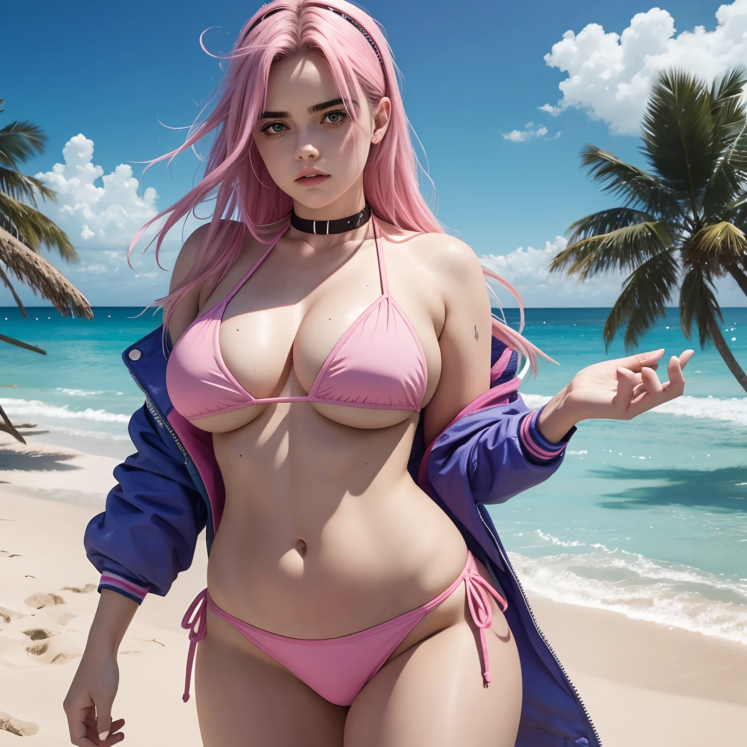 Billie elish big boobs in pink bikini
