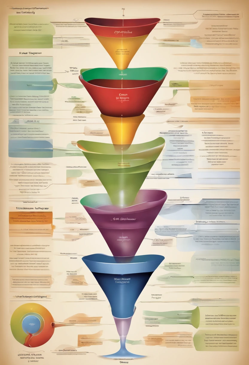 A diagram of a funnel with the stages of the funnel, Directed by: