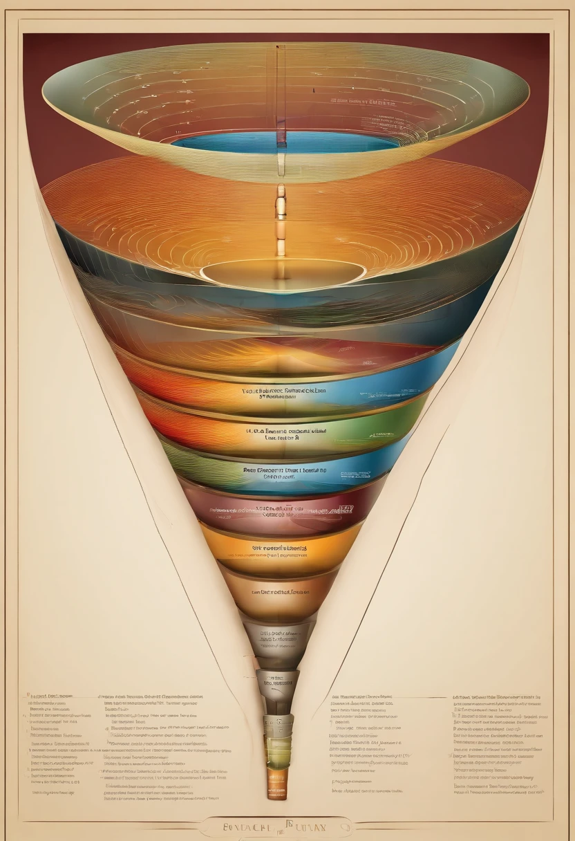 A diagram of a funnel with the stages of the funnel, Directed by: