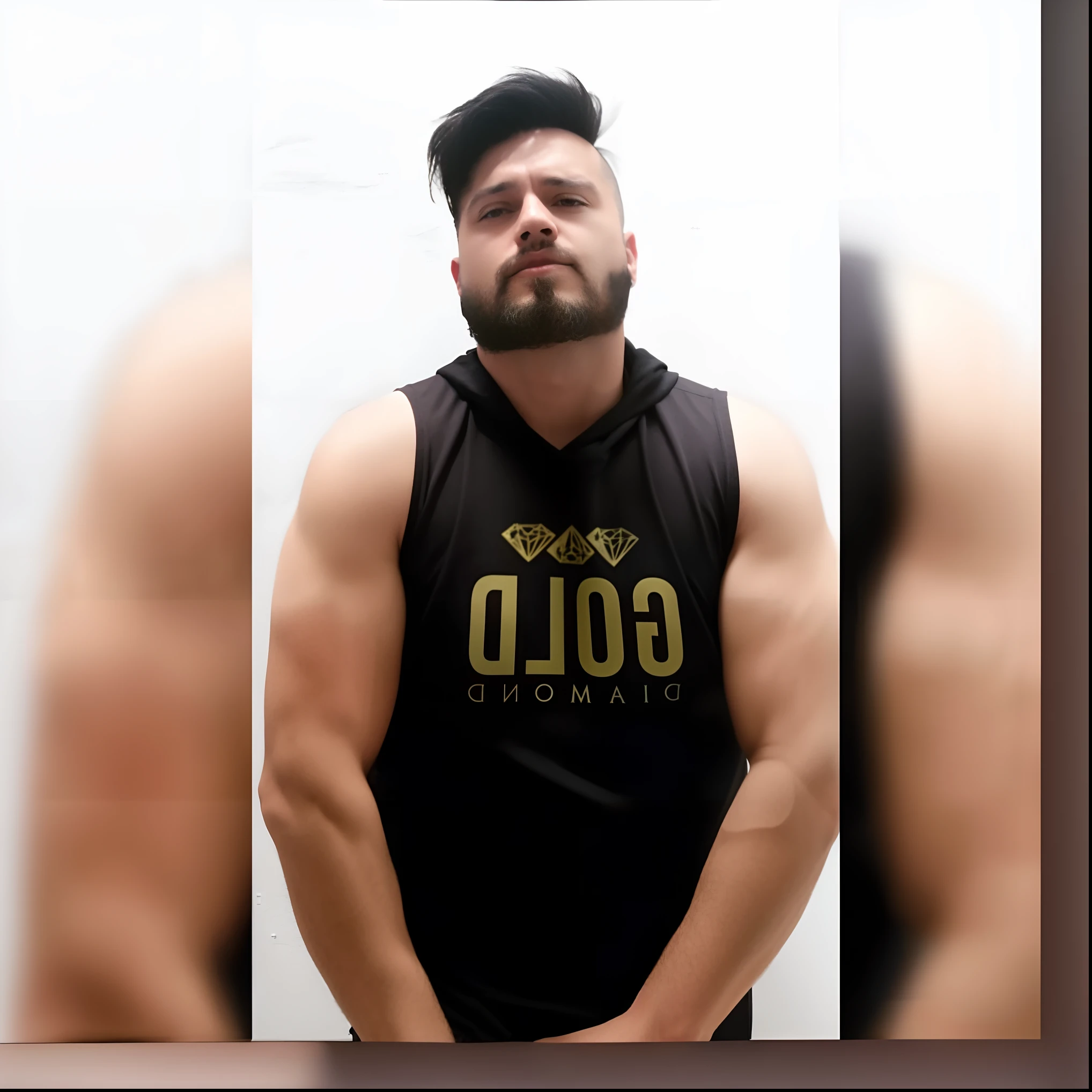 um close up de um homem com barba e camisa preta, Corpo de Ernest Khalimov, imagem de perfil, inspirado em Viktor Oliva, Atarracado, Eloy Morales, Cristiano Orrillo, 3 0 anos, 30 anos, Fisiculturista Ernest Khalimov, 2 9 anos, 3 2 anos, 2 8 anos, 35 anos pixar