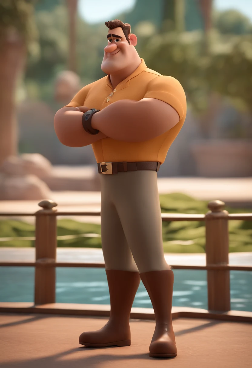 Personagem dos desenhos animados de um homem careca, gordinho, sem barba e de rosto liso e redondo, animation character, Caractere estilizado, animation style rendering, 3D estilizado, Arnold Maya render, 3 d render stylized, toon render keyshot, Personagem 3D, Personagem 3D, 3d rendering stylized, 3 d character render, personagem de desenho animado, Personagem de close up, Pose de personagem, (Estilo Pixar) (master part:1.2) (Bokeh) (best quality) (pele detalhada) (textura detalhada) (8k) (argila) (Cinematic lighting) (foco nítido