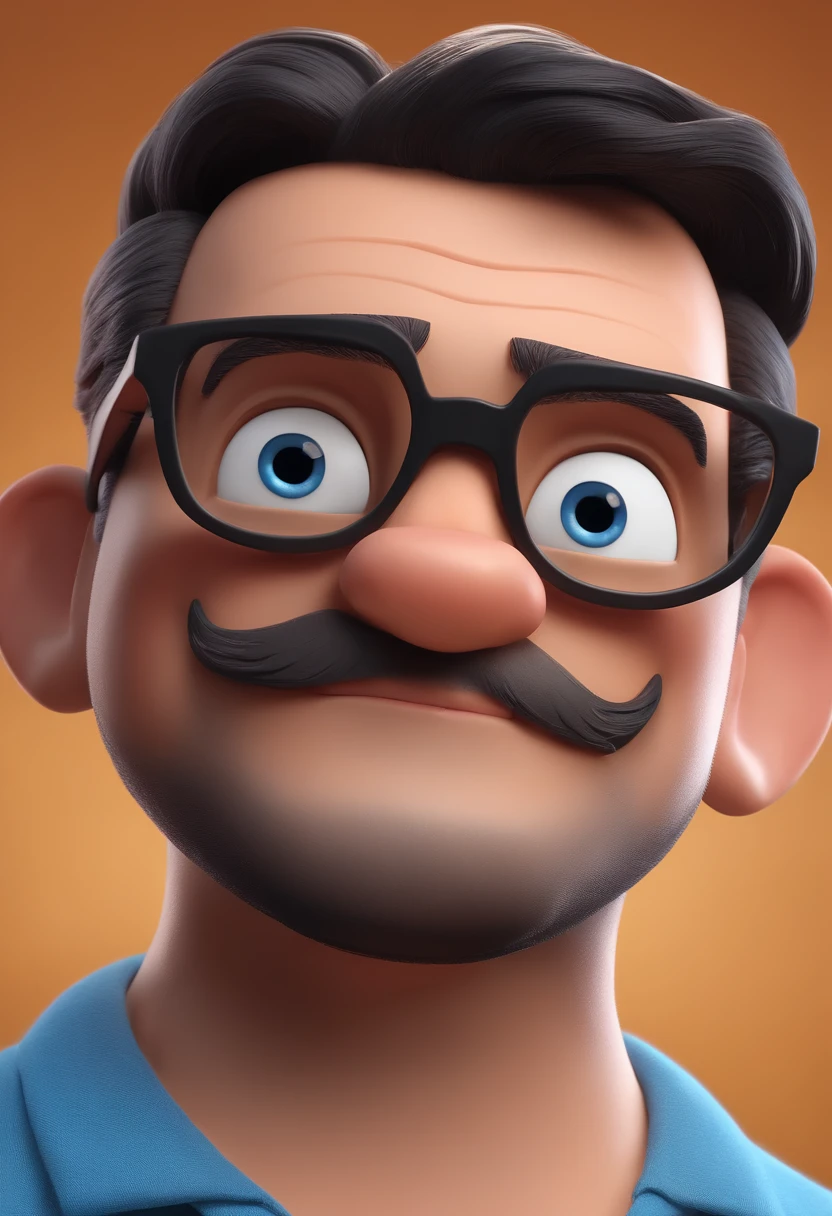 Cartoon character of a man with black glasses and a blue shirt, animation character, Caractere estilizado, animation style rendering, 3D estilizado, Arnold Maya render, 3 d render stylized, toon render keyshot, Personagem 3D, Personagem 3D, 3d rendering stylized, 3 d character render, personagem de desenho animado, Personagem de close up, Pose de personagem, (Estilo Pixar) (master part:1.2) (Bokeh) (best quality) (pele detalhada) (textura detalhada) (8k) (argila) (Cinematic lighting) (foco nítido