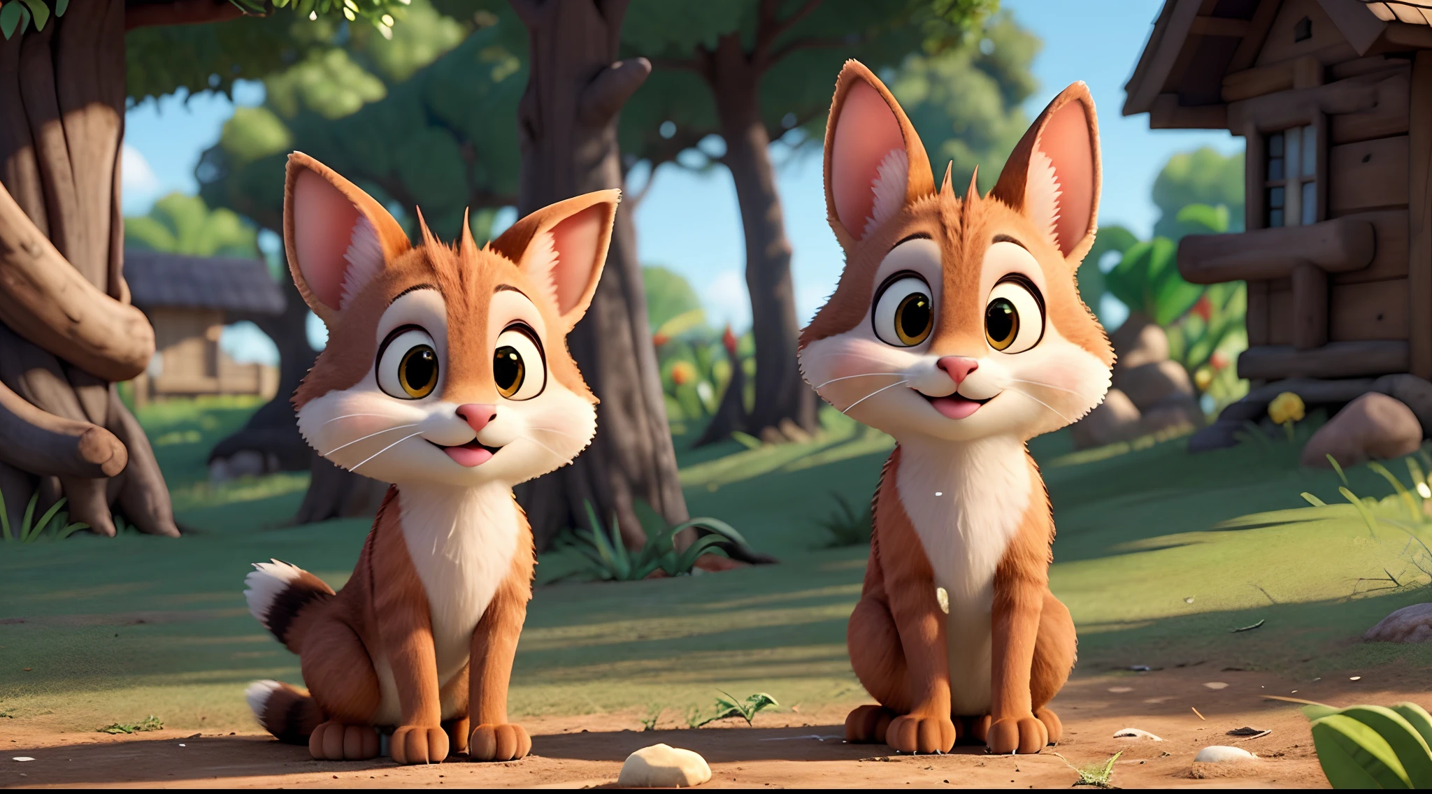 Pequena Raposa, vestindo um jaleco Branco, imagem estilo Disney Pixar