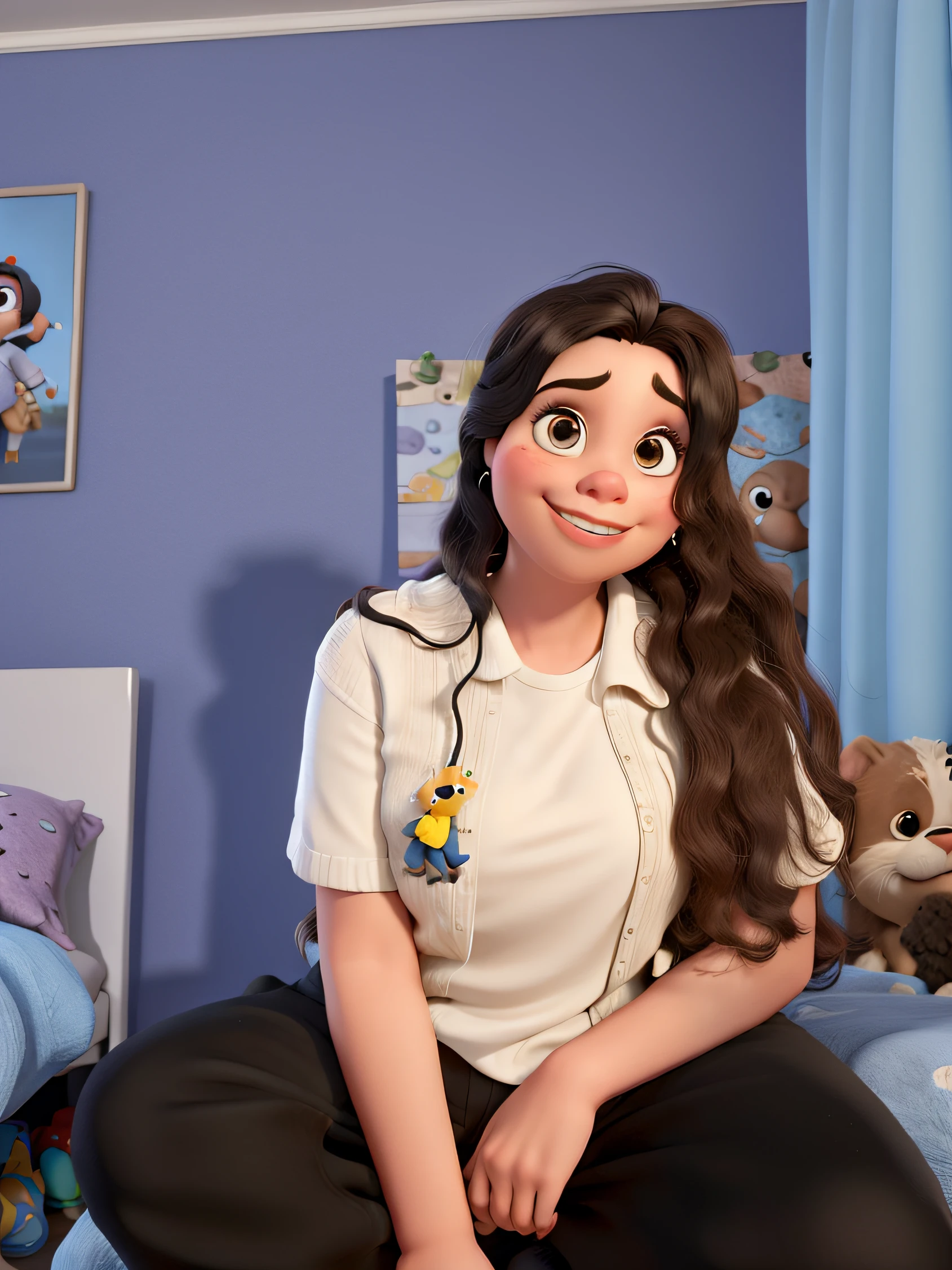 Menina estilo desenho animado, Pixar, roupa de dormir