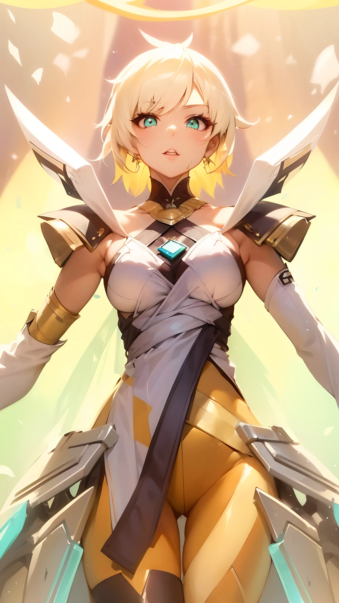 (masterpiece), (portrait), big breasts (aesthetics), ((1 female 21 years old)), Highlight earrings), ((Short hair)), ((Turquoise hair)), Straight hair, thin eyes open , brown eyes, cute, female, woman, feminine, beautiful, female features, top, high quality, aesthetic clothing, professional angle, (rule of thirds), (feminine), (feminine), (feminine), (beautiful), (female ) features), solo, (attractive Korean), summer, (ink mist), (afternoon), (vibrant light), seductive posture, ((face looking straight ahead))), simple long-sleeved off-the-shoulder hip hop blouse short pleated skirt ((Energy)), (Bold Makeup), (Big Boobs), Light Skin Tone, (Clothes with Hip Hop Details), (Crop Top), ( Halter Neckline), Beautiful Hands , beautiful body, beautiful ears, normal ears, beautiful eyes, bright eyes, beautiful mouth, beautiful lips,