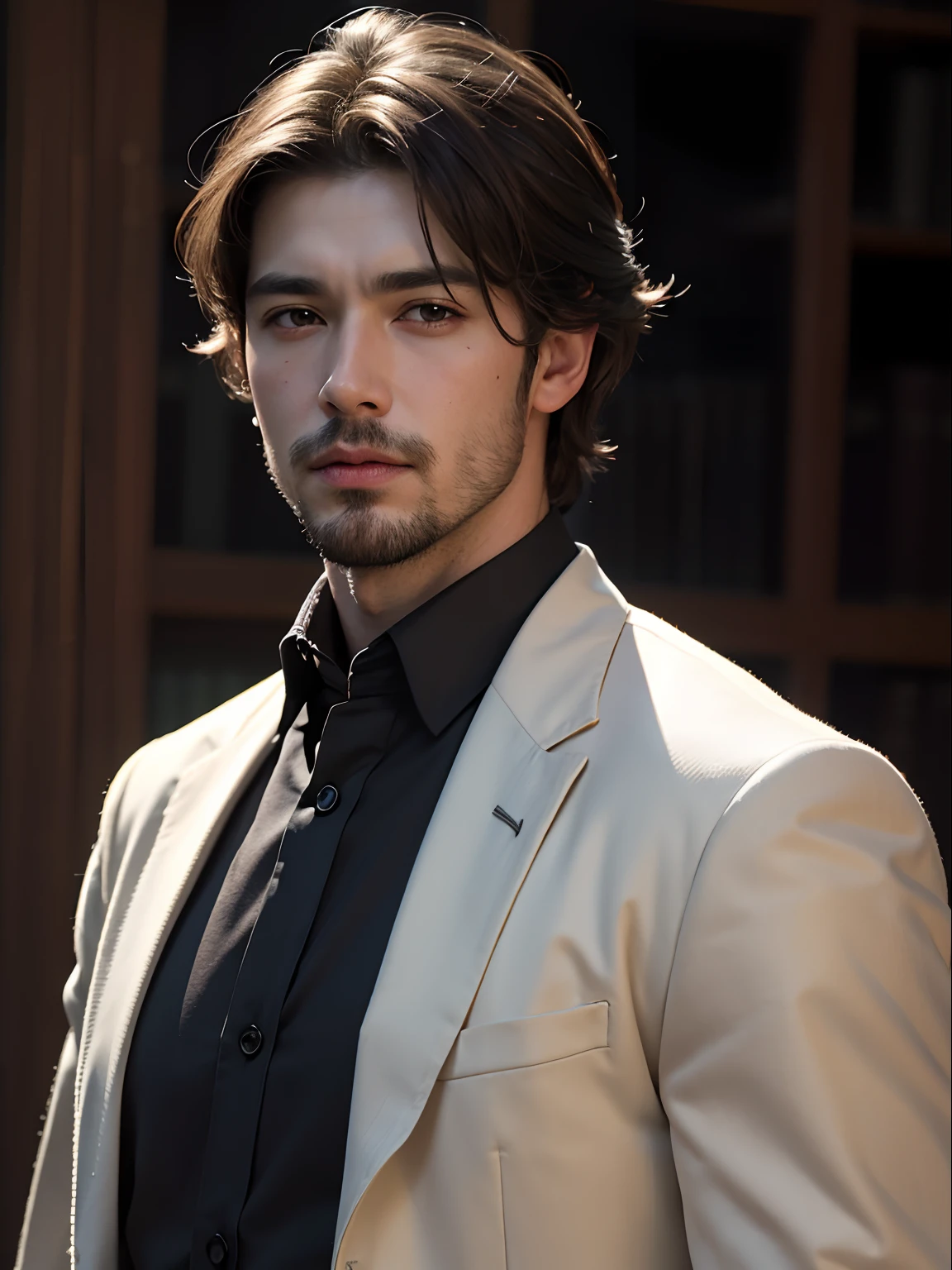 Best quality, masterpiece, ultra high res, (photorealistic:1.4), raw photo, handsome male, facial hair
