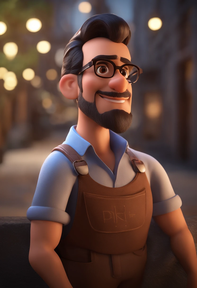 Personaje de dibujos animados de un hombre con gafas negras y una camisa azul, animation character, stylized character, Rendering animation styles, 3D estilizado, Arnold Maya render, 3D render estilizado, Toon renderizar keyshot, Personaje 3D, Personaje 3D, Renderizado 3D estilizado, Renderizado de 3 caracteres D, Personaje de dibujos animados, Personaje de primer plano, Pose del personaje, (estilo pixar) (Pieza maestra:1.2) (Bokeh) (La mejor calidad) (Piel detallada) (Textura detallada) (8k) (arcilla) (cinematic lighting) (foco nítido