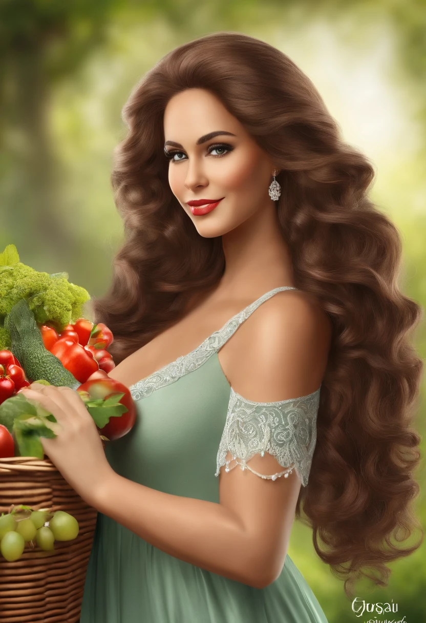Create a character named Lucy , inspired by the characteristics of Magalu. Lucia is a woman with long, curly hair, Caring and devoted mother, bem como uma esposa amorosa. She is passionate about saving money on grocery shopping and always looks for the best deals to ensure her family has everything they need.
Lúcia is an enthusiast of the Economizei app , usa roupas verdes com o logotipo do aplicativo, simbolizando seu compromisso com a economia inteligente. She is an optimistic person, Always ready to share helpful tips with other moms and families on how to save on groceries.
She is known for her ability to find the best prices for quality products,
