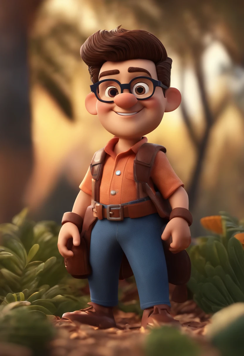 Cartoon character of a man wearing black glasses and a blue shirt, um personagem animado, Caractere estilizado, animation style rendering, 3D estilizado, Arnold Maya render, 3 d render stylized, toon render keyshot, Personagem 3D, Personagem 3D, 3d rendering stylized, 3 d character render, personagem de desenho animado, Personagem de close up, Pose de personagem, (Estilo Pixar) (master part:1.2) (Bokeh) (best quality) (pele detalhada) (textura detalhada) (8k) (argila) (Cinematic lighting) (foco nítido，Senta e vaza a parte superior do corpo