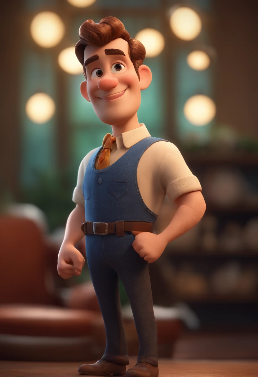 personagem dos desenhos animados de um homem calvo e uma camisa azul, animation character, Caractere estilizado, animation style rendering, 3D estilizado, Arnold Maya render, 3 d render stylized, toon render keyshot, Personagem 3D, Personagem 3D, 3d rendering stylized, 3 d character render, personagem de desenho animado, Personagem de close up, Pose de personagem,  (Estilo Pixar) (master part:1.2) (Bokeh) (best quality) (pele detalhada) (textura detalhada) (8k) (argila) (Cinematic lighting) (foco nítido