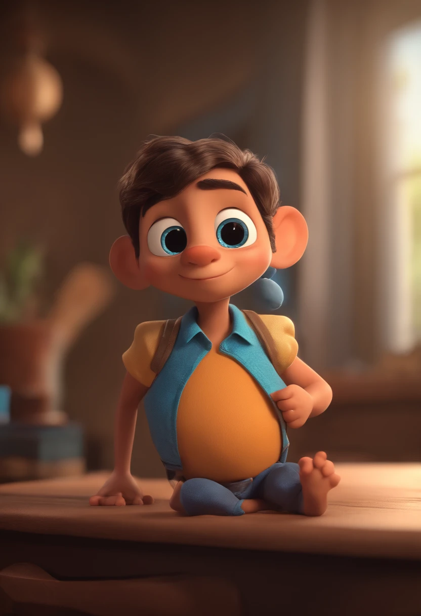personagem dos desenhos animados de um homem calvo e uma camisa azul, animation character, Caractere estilizado, animation style rendering, 3D estilizado, Arnold Maya render, 3 d render stylized, toon render keyshot, Personagem 3D, Personagem 3D, 3d rendering stylized, 3 d character render, personagem de desenho animado, Personagem de close up, Pose de personagem,  (Estilo Pixar) (master part:1.2) (Bokeh) (best quality) (pele detalhada) (textura detalhada) (8k) (argila) (Cinematic lighting) (foco nítido
