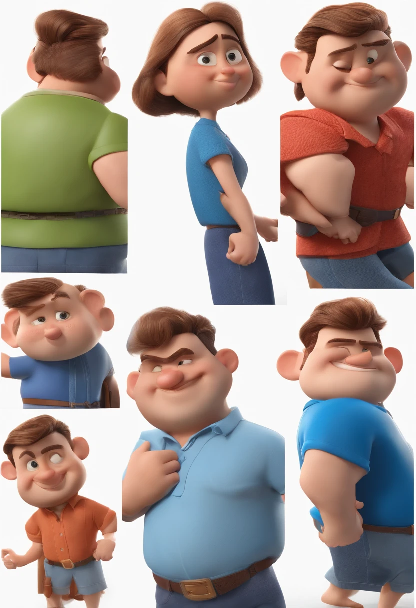 personagem dos desenhos animados de um homem gordo e careca com barba e uma camisa azul, animation character, Caractere estilizado, animation style rendering, 3D estilizado, Arnold Maya render, 3 d render stylized, toon render keyshot, Personagem 3D, Personagem 3D, 3d rendering stylized, 3 d character render, personagem de desenho animado, Personagem de close up, Pose de personagem, (Estilo Pixar) (master part:1.2) (Bokeh) (best quality) (pele detalhada) (textura detalhada) (8k) (argila) (Cinematic lighting) (foco nítido