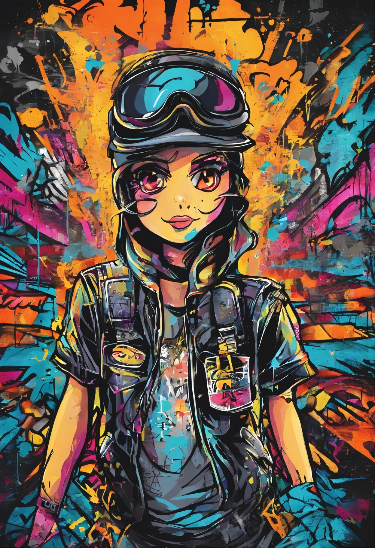 prompt: Graffiti, Radfahrer , Full picture, High Resolution High Contrast
