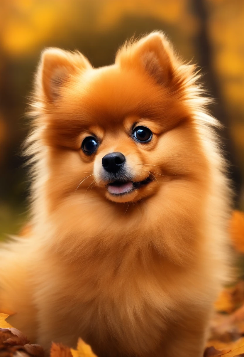 Disney poster of small German Spitz, caramel-colored hair, big black eyes, very hairy