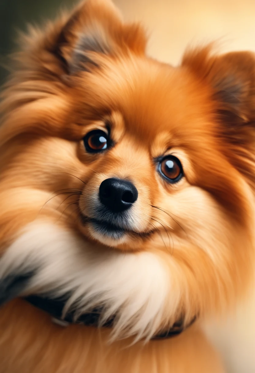 Disney poster of small German Spitz, caramel-colored hair, big black eyes, very hairy