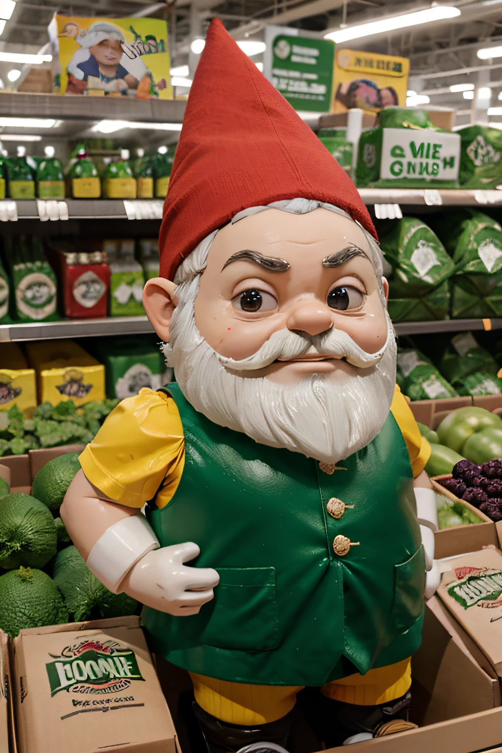 gnomos verdes em um supermercado verde chamado cercar